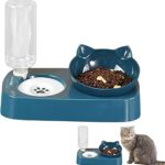 Cat Food Bowl with Automatic Water Bottle